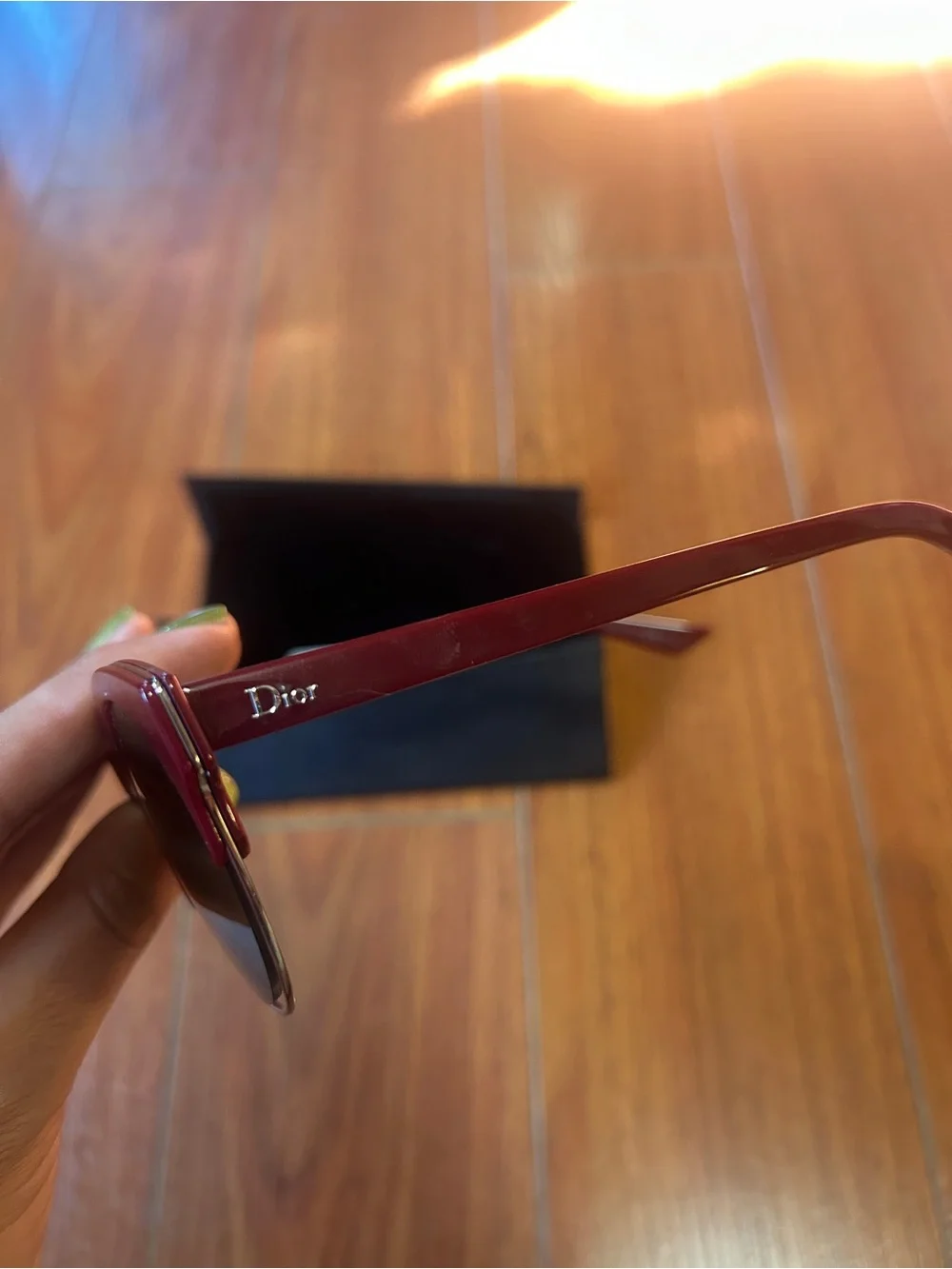 Dior Women's Round Sunglasses in Deep Red with Dark Lenses